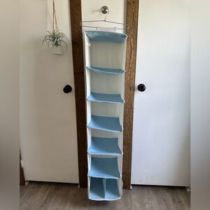 Blue Hanging 7 Cube Closet Organizer + Metal Hanger